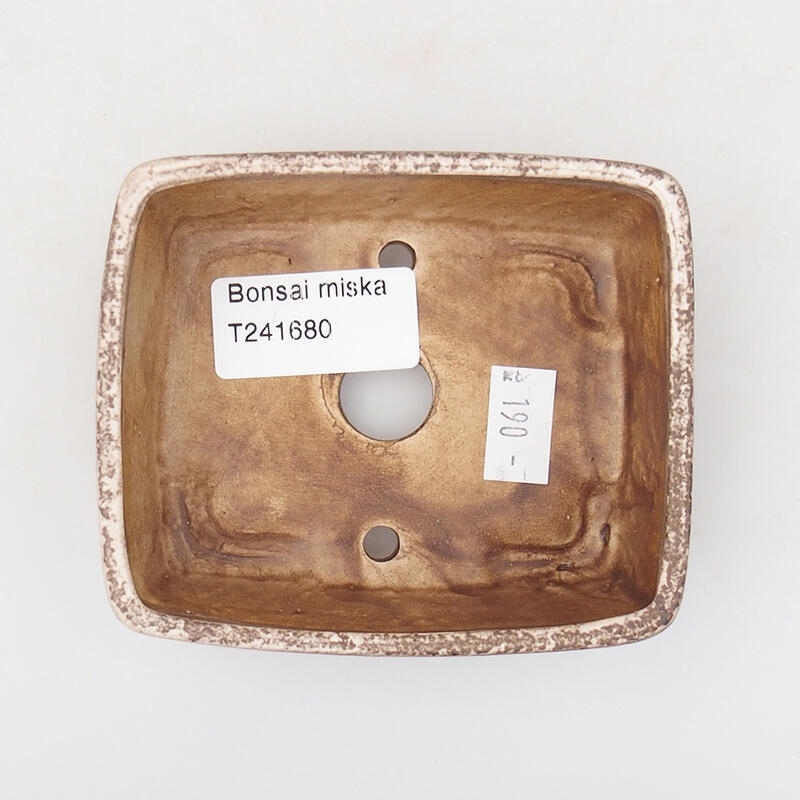 Ceramiczna miska bonsai 9,5 x 8 x 3,5 cm, kolor beżowo-brązowy