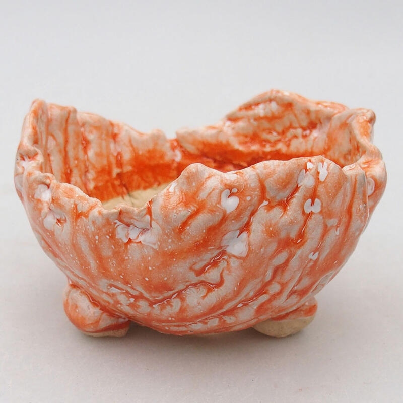 Muszla ceramiczna 9 x 8,5 x 5,5 cm, kolor biało-pomarańczowy